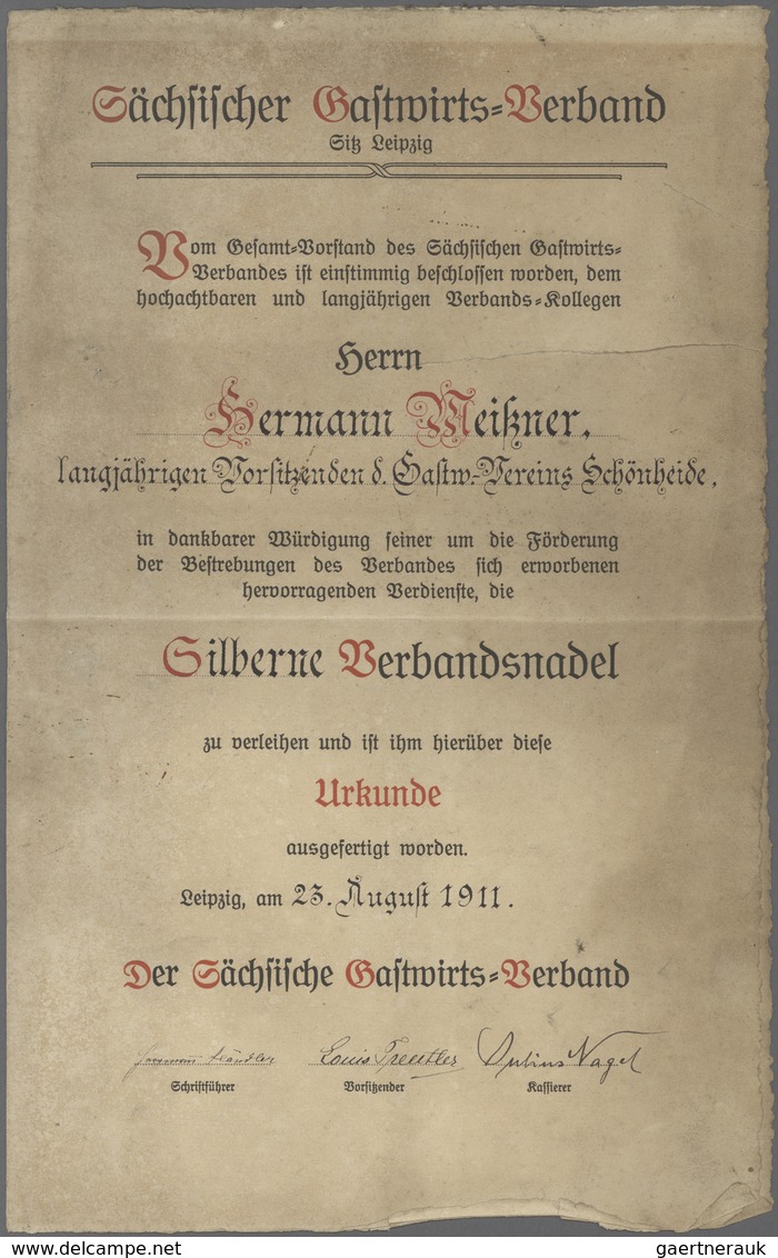 Varia, Sonstiges: Ein Kleines Konvolut Historischer Dokumente; Prüfungs-Attest 1877 Des Sächsischen - Andere & Zonder Classificatie