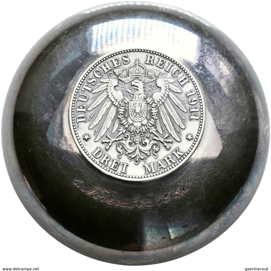 Varia, Sonstiges: Lot 2 Silberschalen Mit Hamburger Kaiserreichsmünzen; Jeweil Mit Punzierung "Silbe - Sonstige & Ohne Zuordnung
