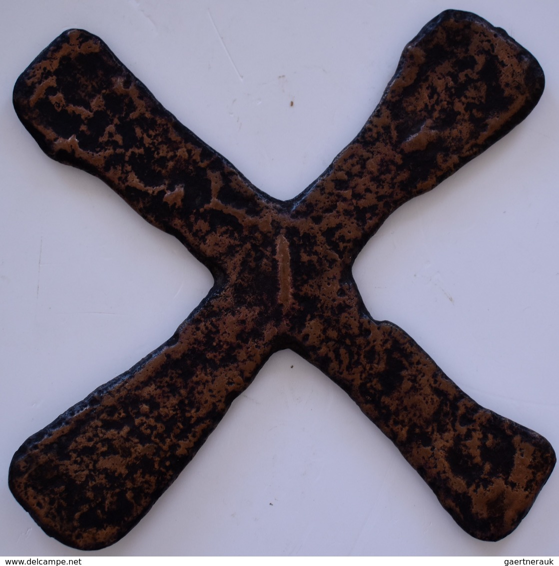 Varia, Sonstiges: PRIMITIVGELD: Katanga-Kreuz In X-Form Aus Kupfer, Kongo, 459g, Ca. 18,5 Cm. - Autres & Non Classés