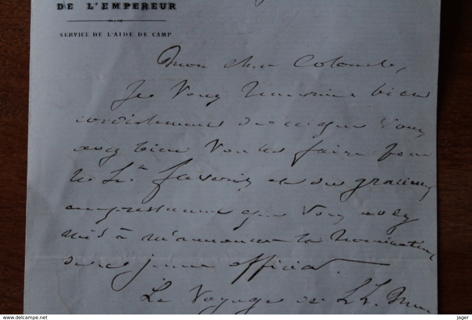 Lettre Autographe  Maison De L'empereur  Aide De Camp Napoleon III 1866 General - Autres & Non Classés