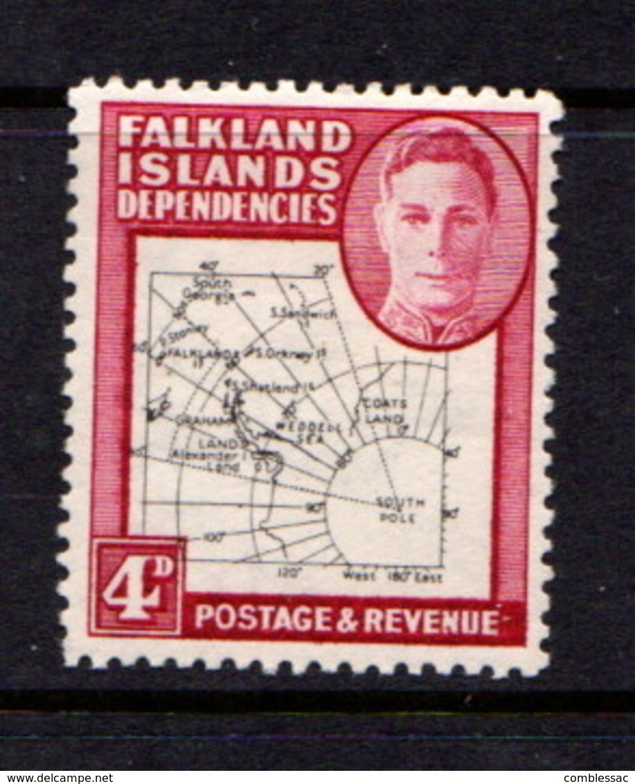 FALKLAND  ISLANDS  DEPENDENCIES   1946    4d  Black  And  Clsaret         MH - Falkland Islands