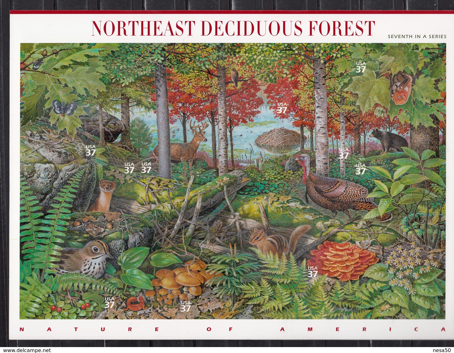 USA 2005 Mi Nr 3907 - 3916; Nr 7, Northeast Deciduous Forest: Hawk, Hemlock, Turkey, Bear, Bird, Flower - Ongebruikt