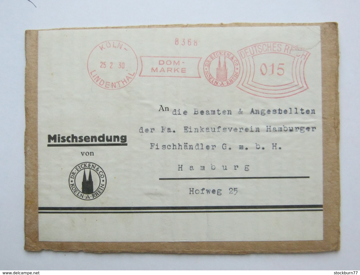 Firmen Freistempel , Meterstempel Auf Beleg Aus   1930 , Köln  , Mischsendung - Briefe U. Dokumente