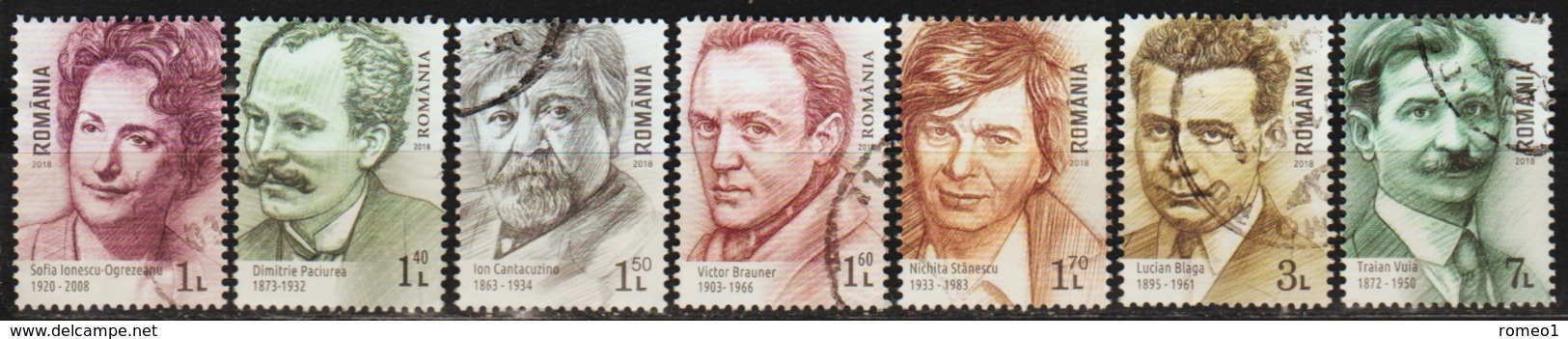 2018: Rumänien Mi.Nr. 7391, 7393, 7394, 7396, 7397, 7414 + 7415 Gest. (d240) / Roumanie Y&T No. ? Obl. - Used Stamps