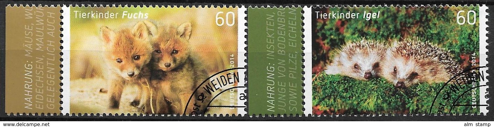 2014  Allem. Fed.  Deutschland MI. 3047-8 FD-used  LR  Tierbabys - Oblitérés