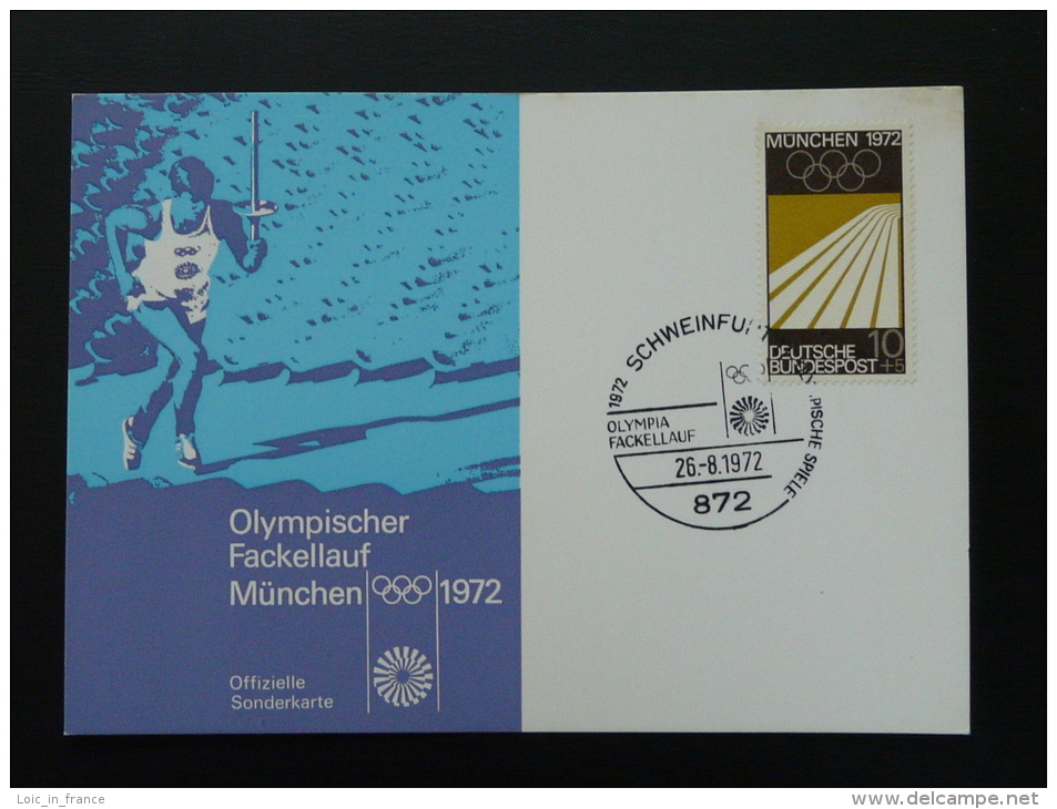 Carte Maximum Card Jeux Olympiques Olympic Games Munich Munchen 1972 Schweinfurt (41) - Autres & Non Classés