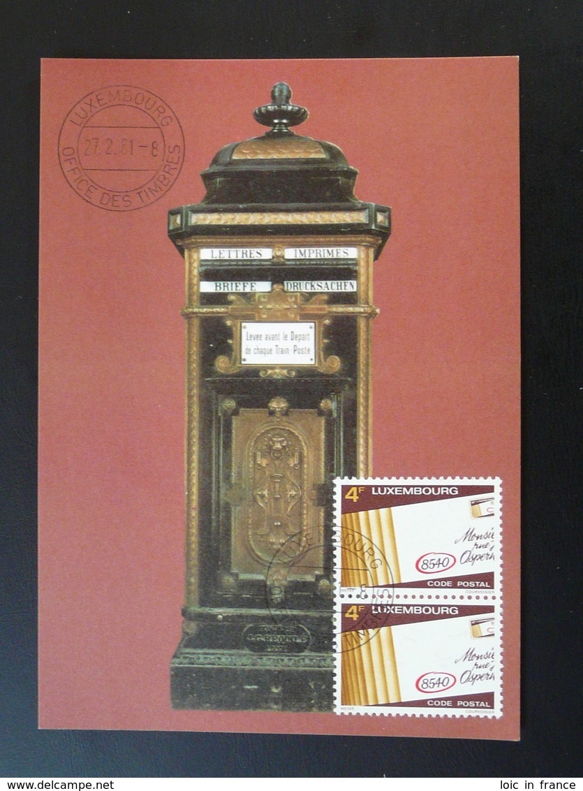 Carte Maximum Card Boite Aux Lettres Letter Box Luxembourg 1981 - Cartes Maximum