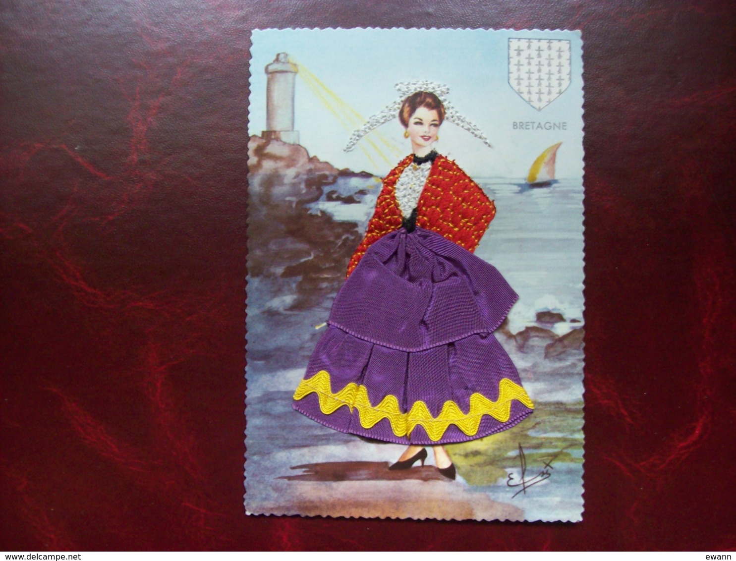 Carte Postale Brodée: Bretagne - Embroidered