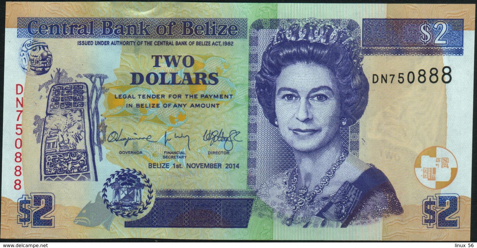 BELIZE - 2 Dollars 01.11.2014 UNC P.66 E - Belize