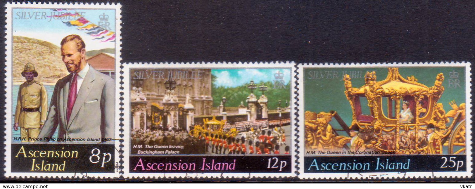 ASCENSION 1977 SG #222-24 Compl.set Used Silver Jubilee - Ascension