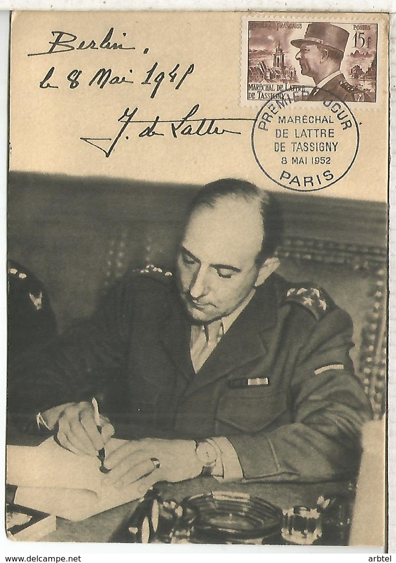 FRANCIA PARIS MAXIMA MARECHAL DE LATTRE DE TASSIGNY WW2 SEGUNDA GUERRA MUNDIAL MILITAR - Militares