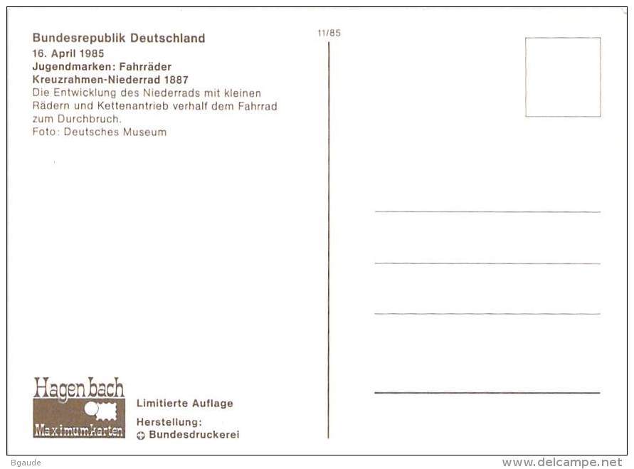 ALLEMAGNE BUND CARTE MAXIMUM NUM.YVERT 1076  HISTOIRE DE LA BICYCLETTE - Autres & Non Classés