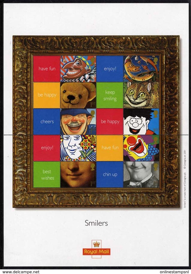 GB 2001 - Smiles Met Greetings Attached - Stanley Gibbons LS 5 Label Sheet Nr 5 - Unused Stamps