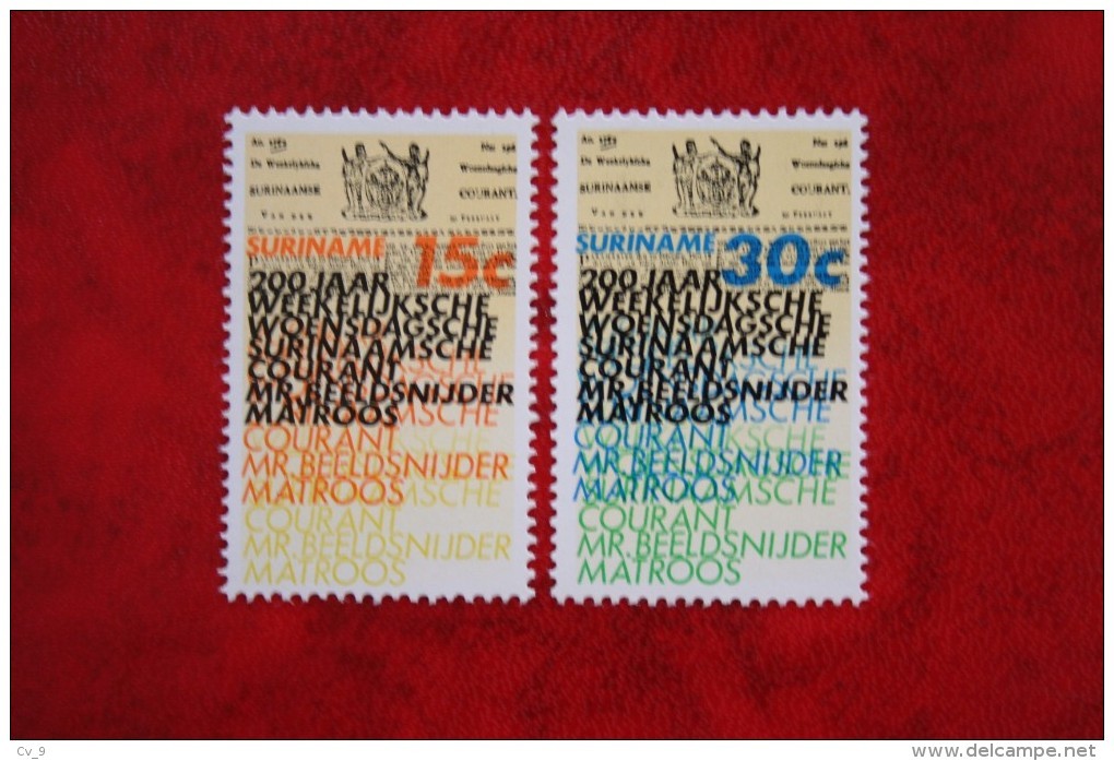 Oudste Krant Van Suriname ; NVPH Nr: 625-626 Mi 675-676 ; 1974 MNH / Postfris SURINAME / SURINAM - Surinam ... - 1975