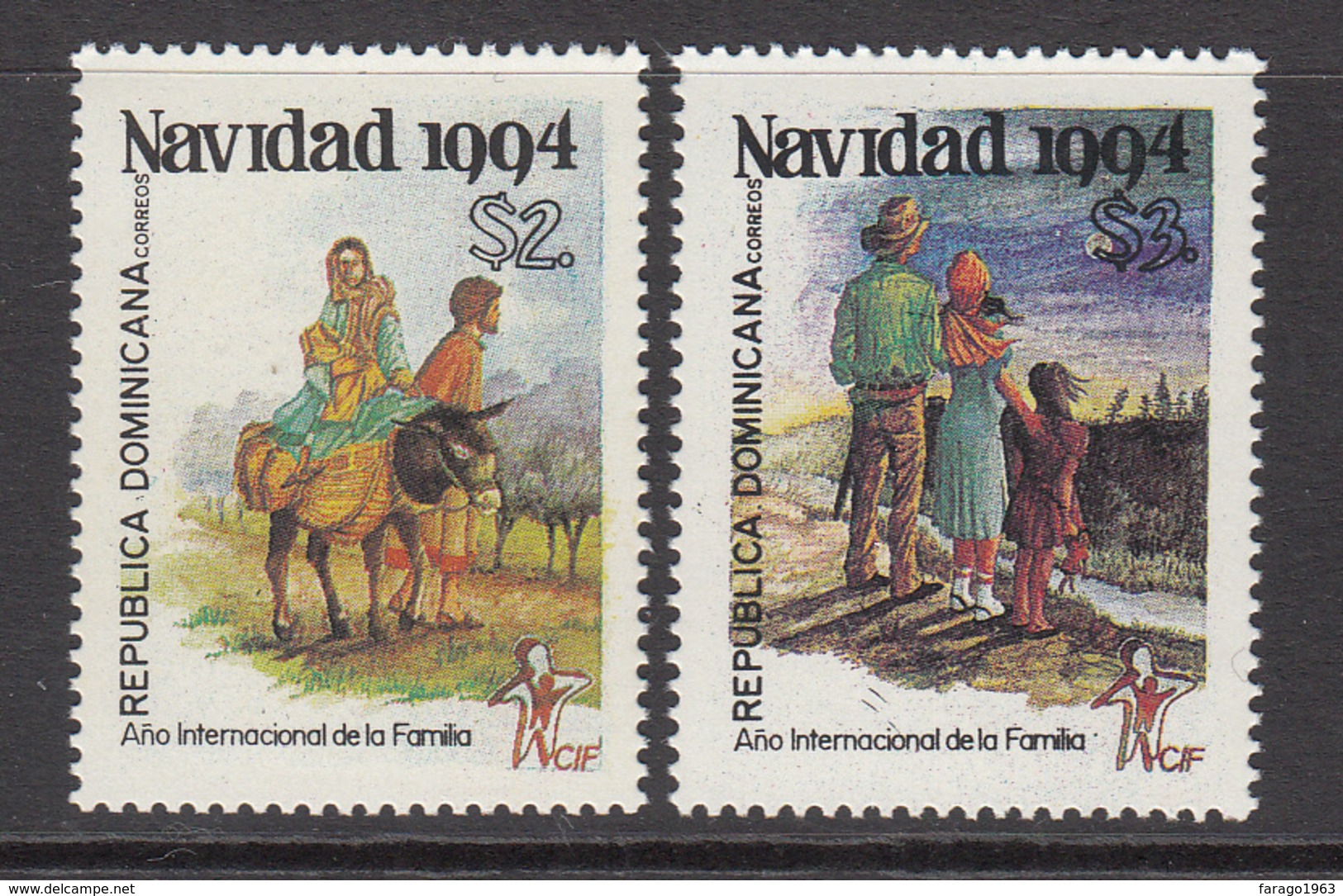 1994 Dominican Republic Dominicana Noel Navidad Christmas Complete Set Of 2 MNH - República Dominicana