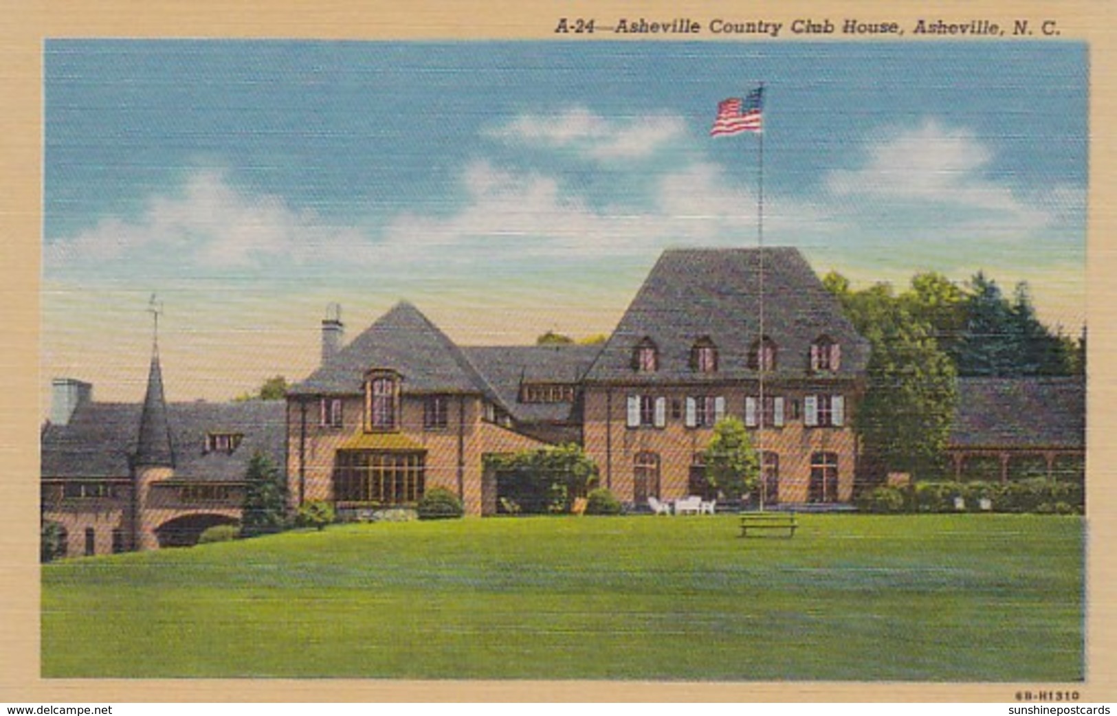 North Carolina Asheville Country Club Clubhouse Curteich - Asheville