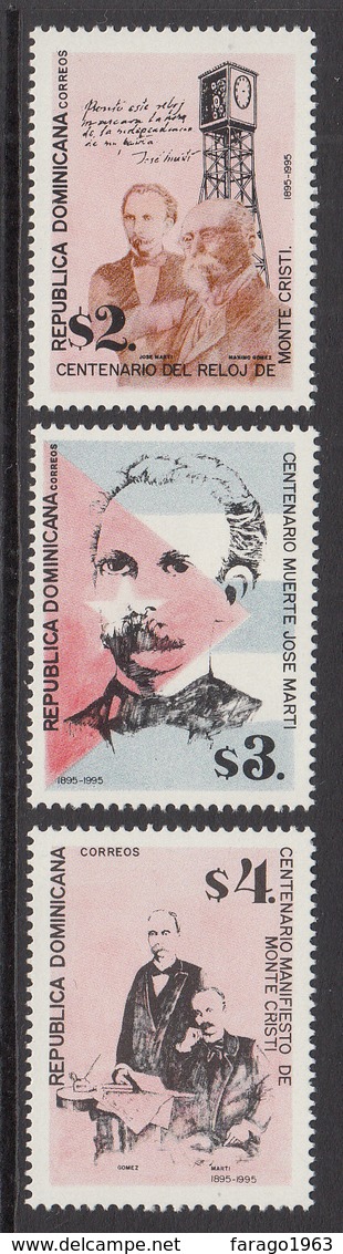 1995 Dominican Republic Dominicana  Jose Marti Revolutionary Complete Set Of 3 MNH - Dominicaine (République)