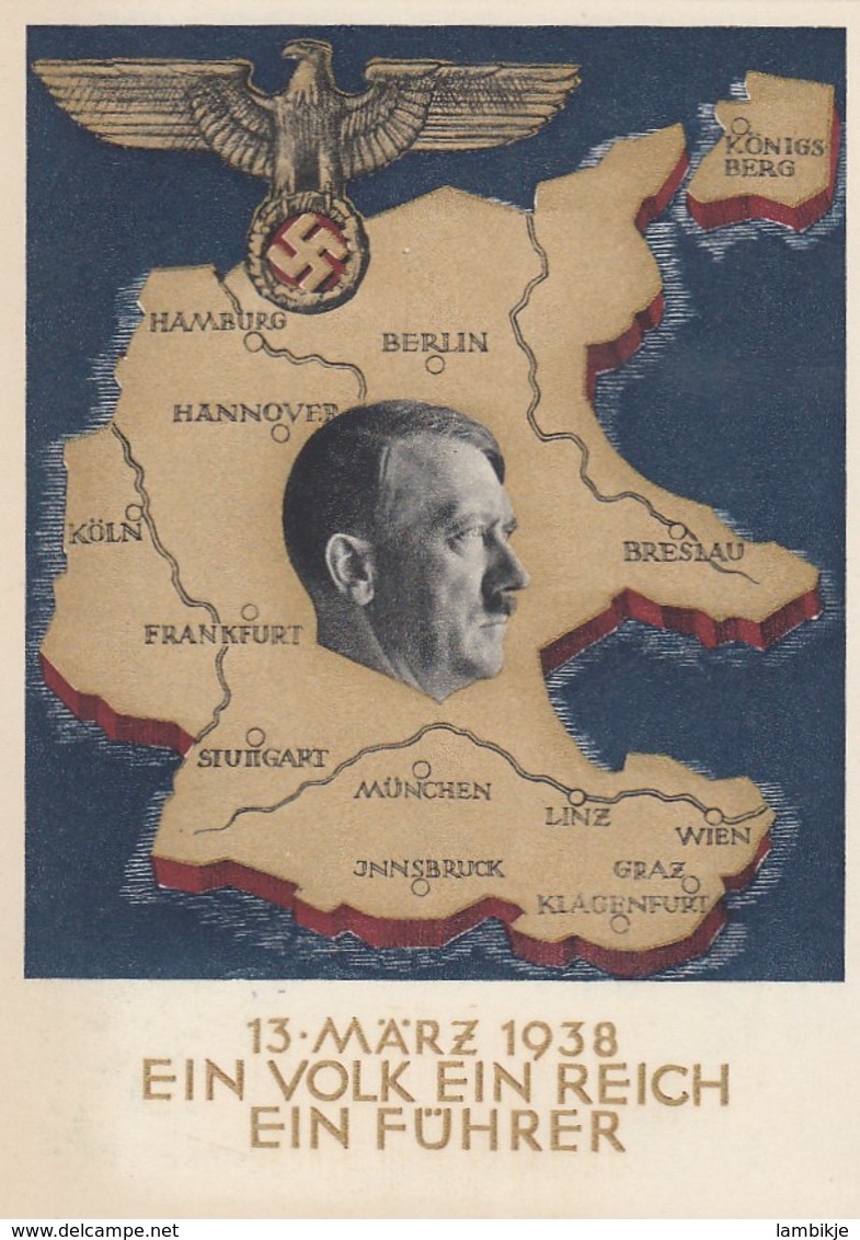 Deutsches Reich Postkarte Propagande 1938 Ein Volk Ein Reich Ein Fuhrer - Briefe U. Dokumente