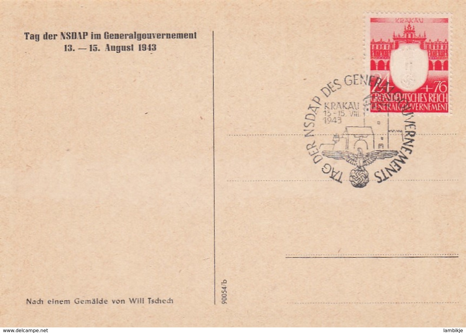 Deutsches Reich General Gouvernement Postkarte 1943 NSDAP - Briefe U. Dokumente