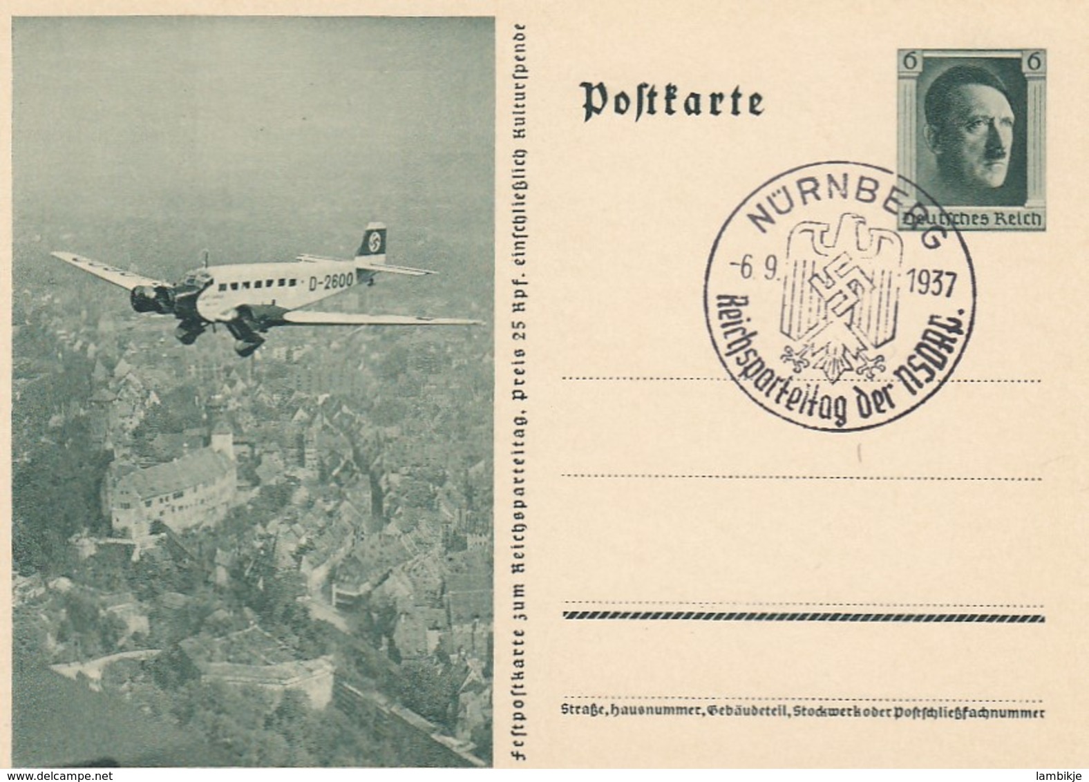 Deutsches Reich Postkarte 1937 P264/08 - Briefe U. Dokumente