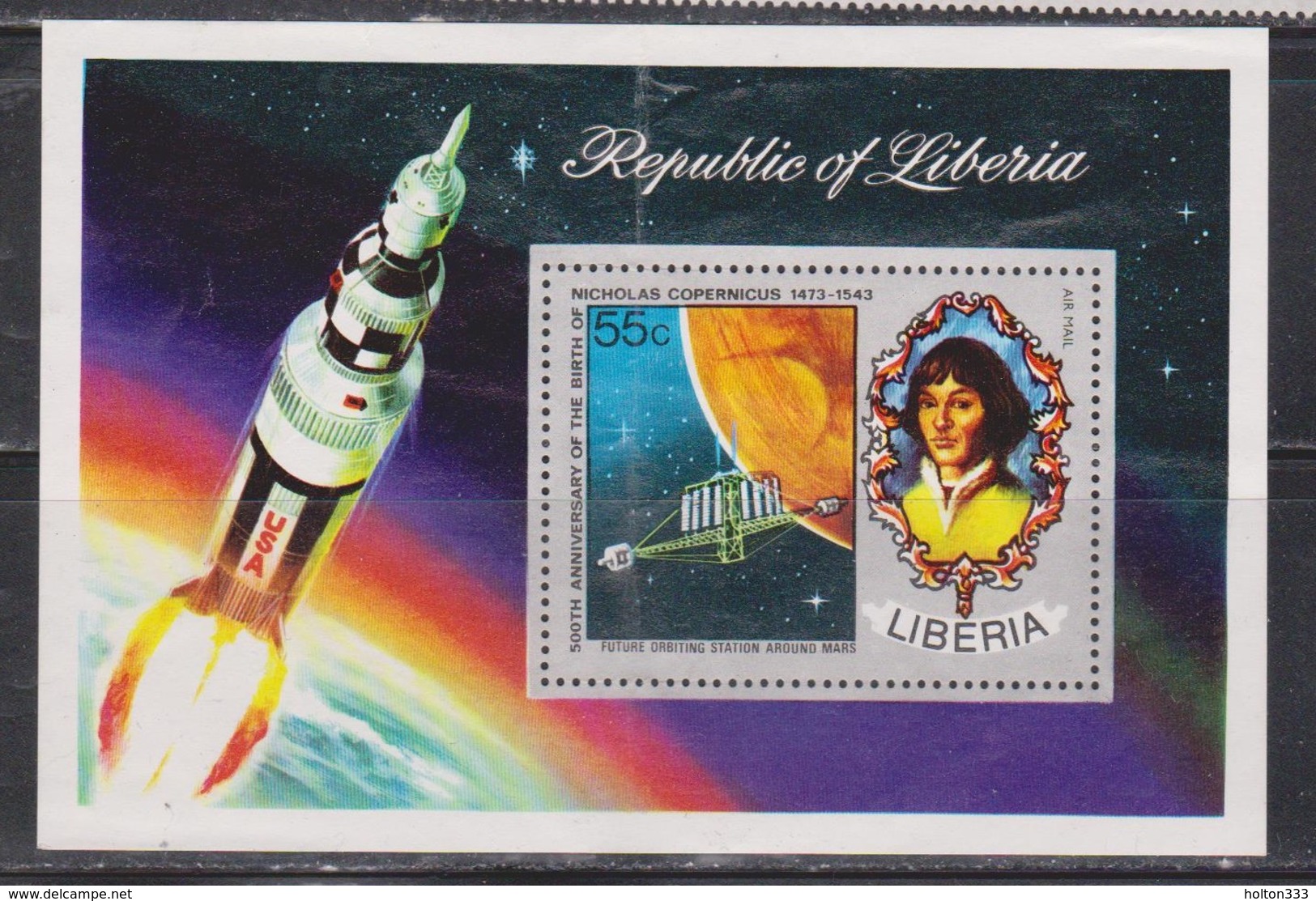 LIBERIA Scott # C200 MH - Copernicus Souvenir Sheet - Creased - Liberia