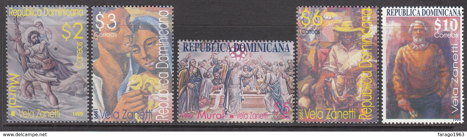 1999 Dominican Republic Dominicana  Art Paintings  Complete Set Of 5  MNH - Dominicaine (République)