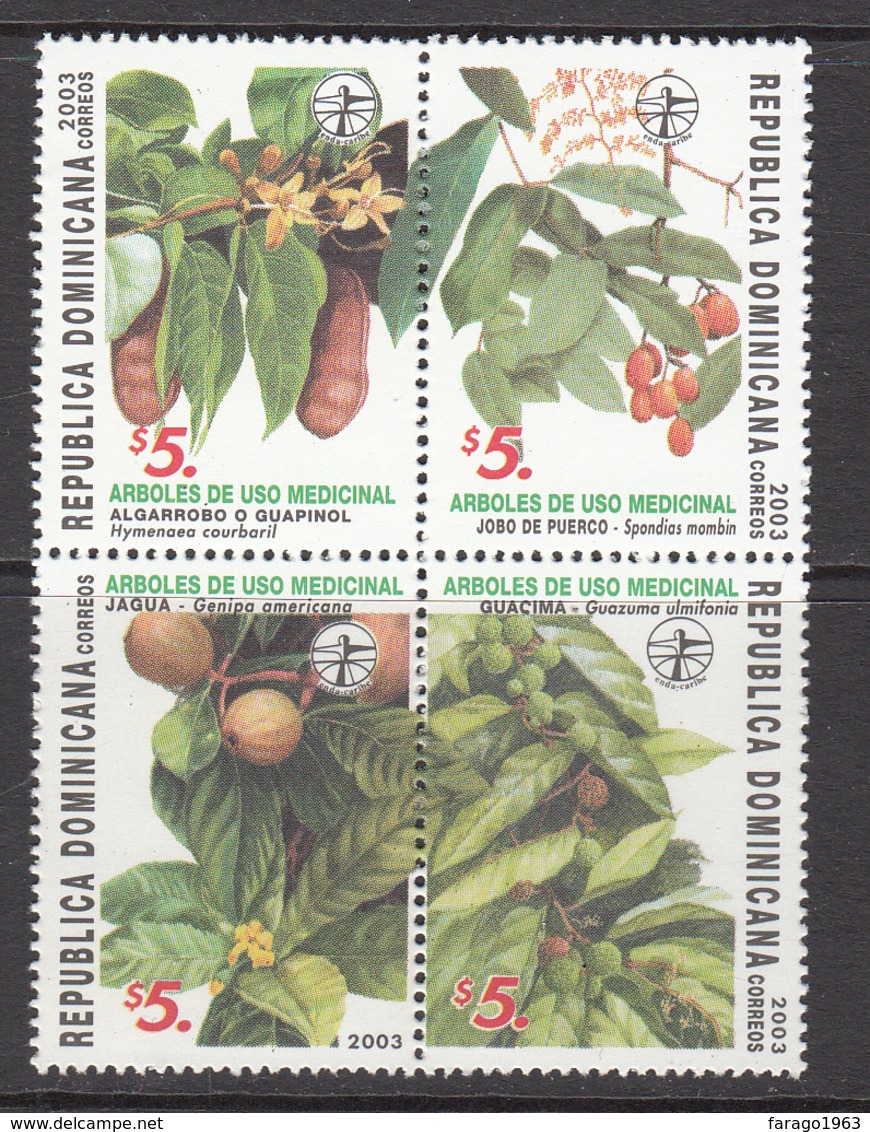 2003 Dominican Republic Dominicana  Medicinal Plants Health Complete Block Of 4  MNH - Dominicaine (République)