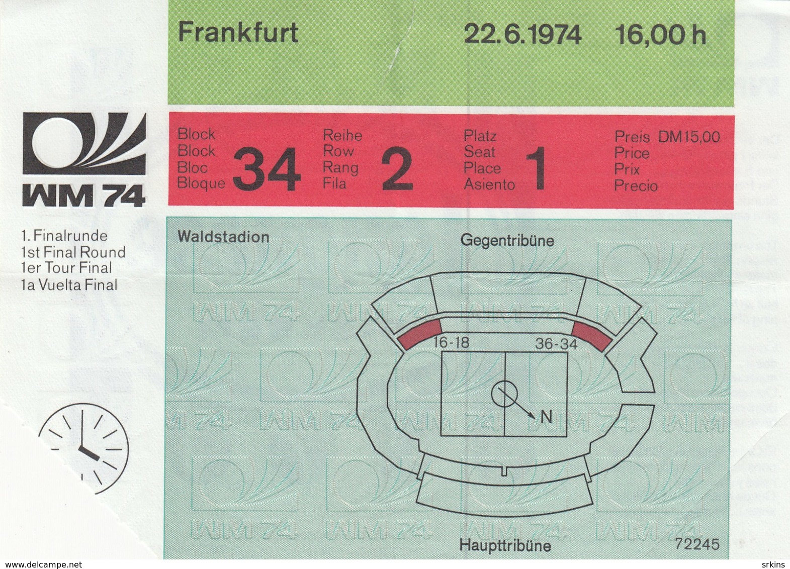 Ticket FIFA 1974 World Cup Championship Yugoslavia Vs Scotland  Munich 74 WM WC National Team - Tickets D'entrée