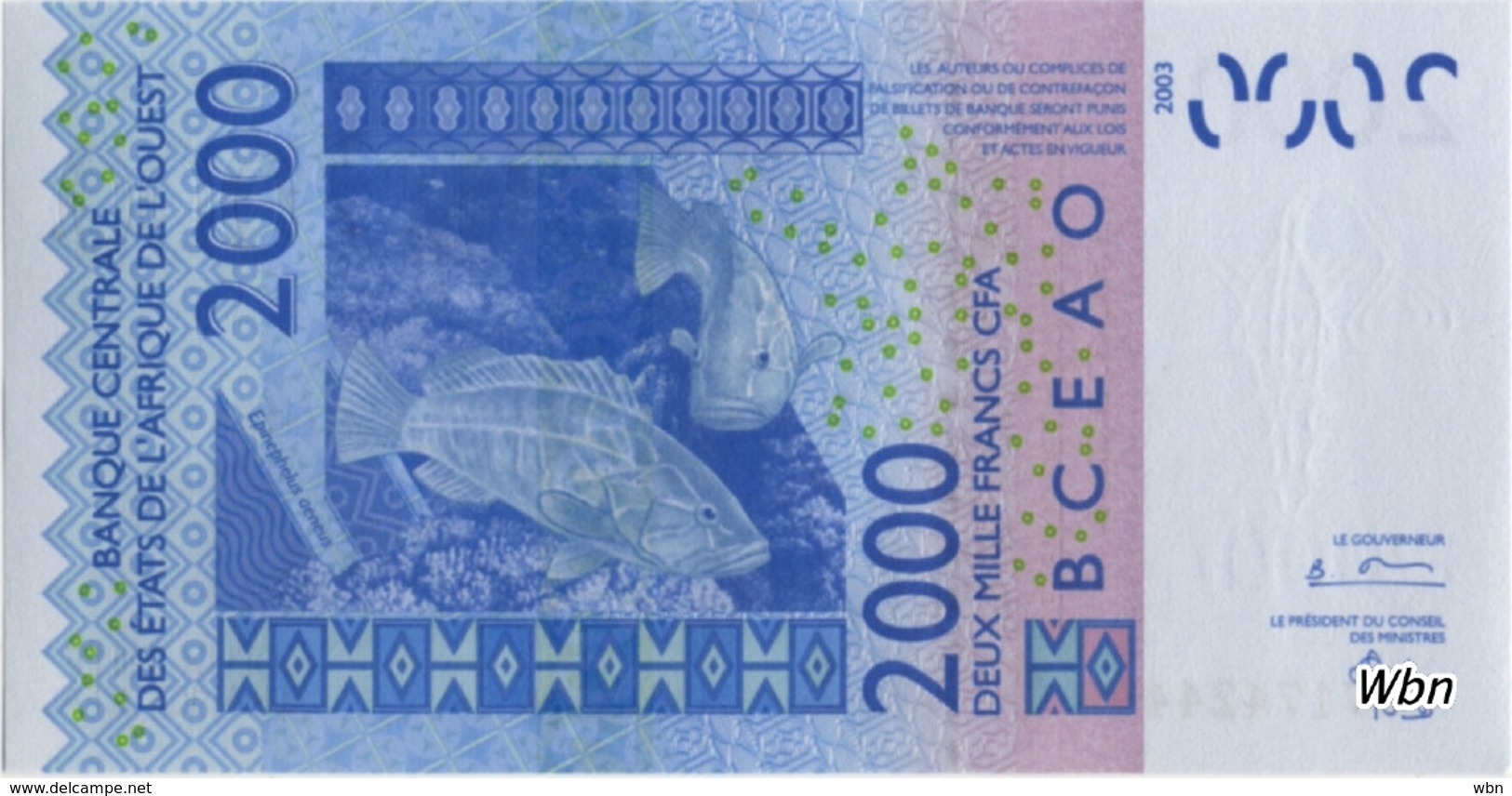 Togo 2000 Francs (P816T) Letter T 2004 -UNC- - Togo