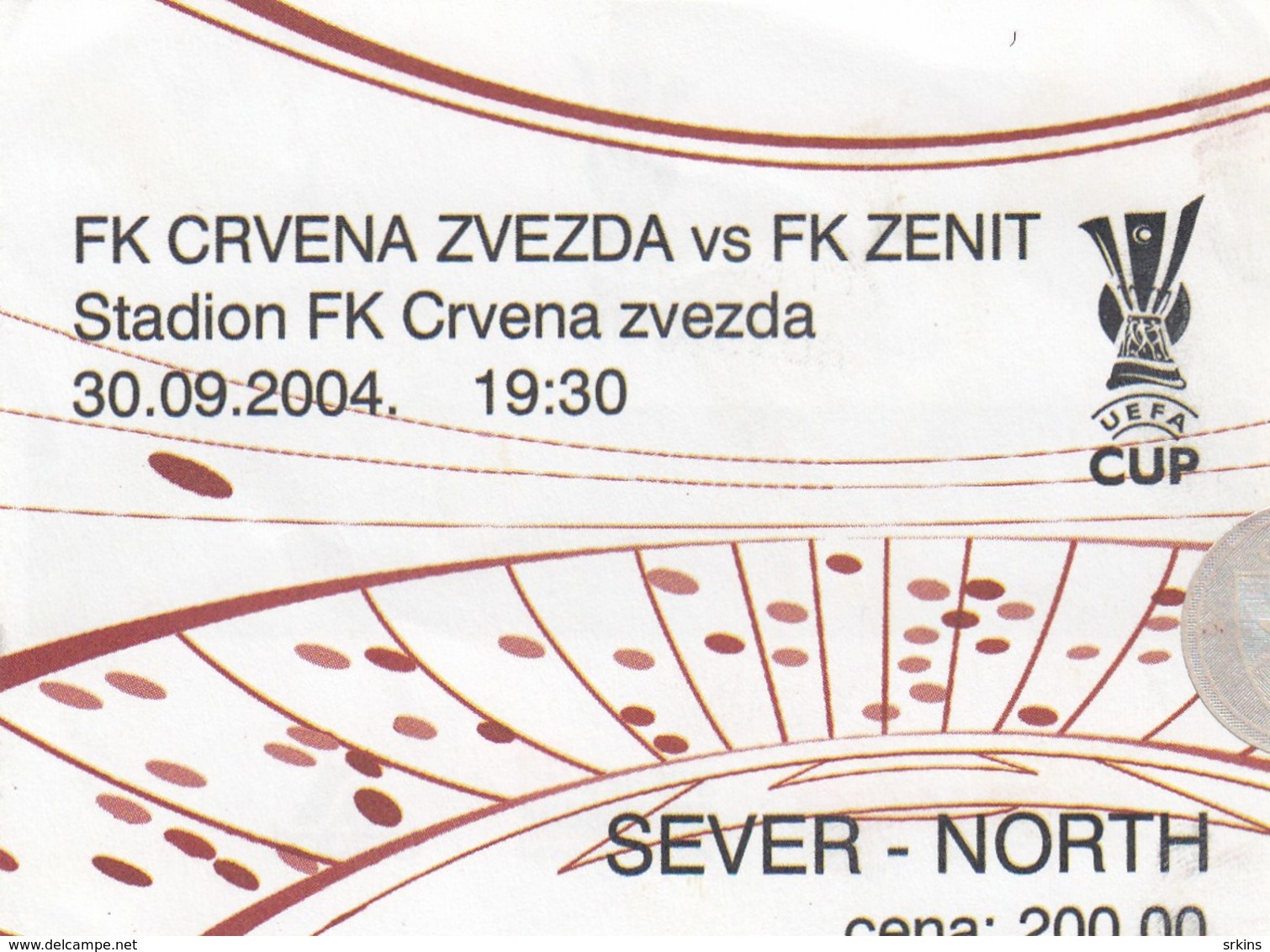 Ticket FC Red Star Crvena Zvezda  Belgrade Serbia FC Zenit Saint Petersburg Russia 2004.  Fc Football Match UEFA Cup - Tickets D'entrée