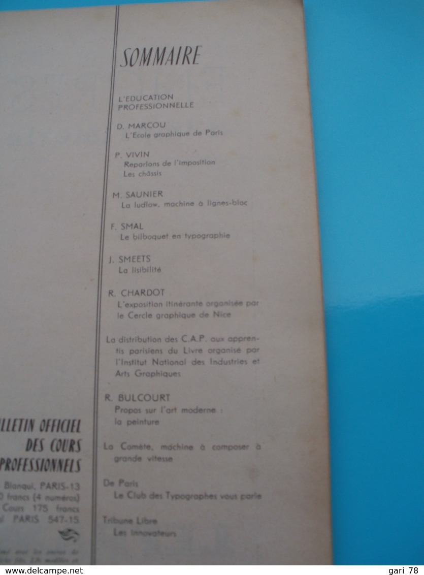 Bulletin Officiel Des Cours Professionnels De La Chambre Syndicale Typographique Parisienne N°136 - 1955 - Bricolage / Technique