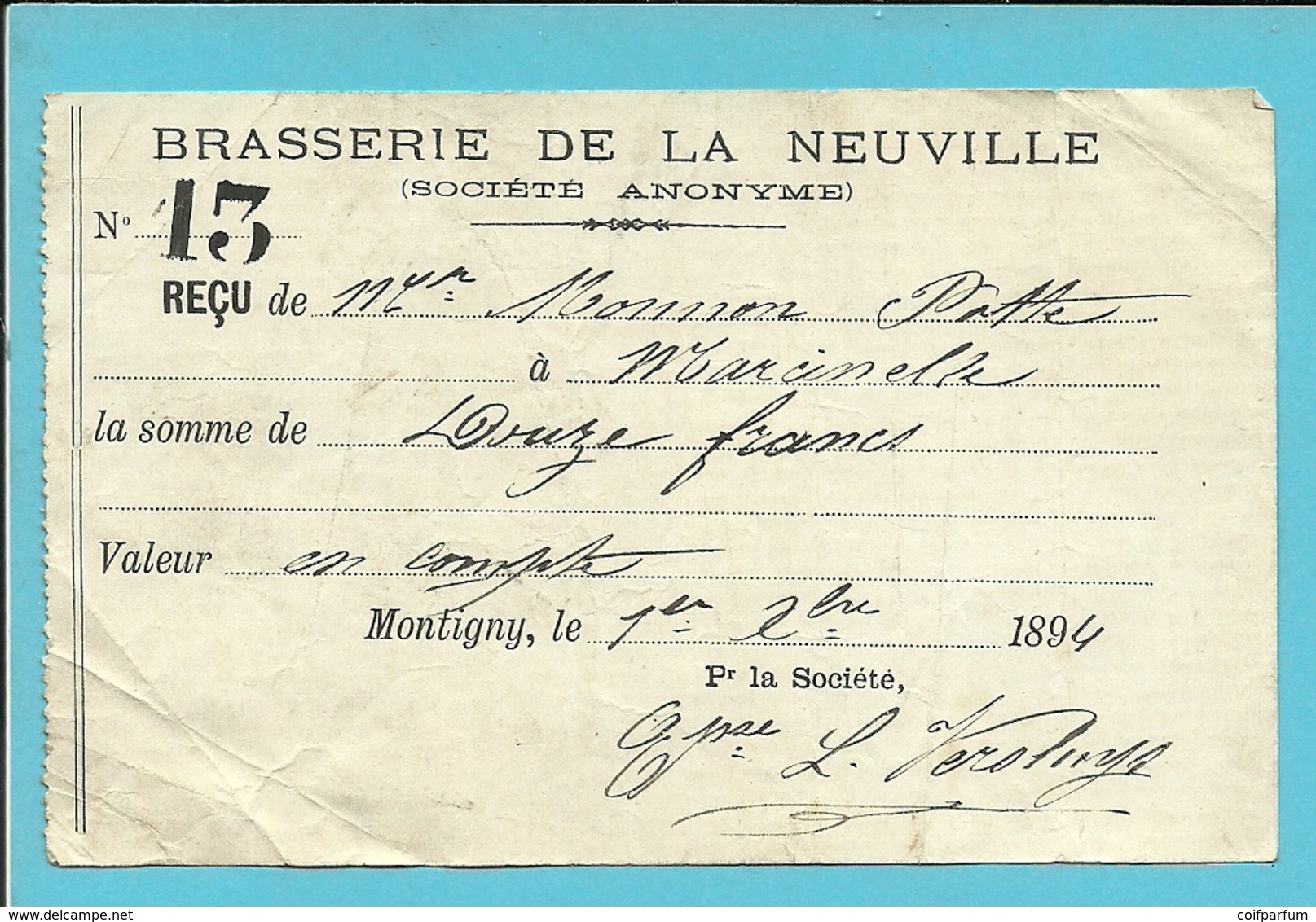 BRASSERIE DE LA NEUVILLE 1894 / MONTIGNY (1713) - 1800 – 1899