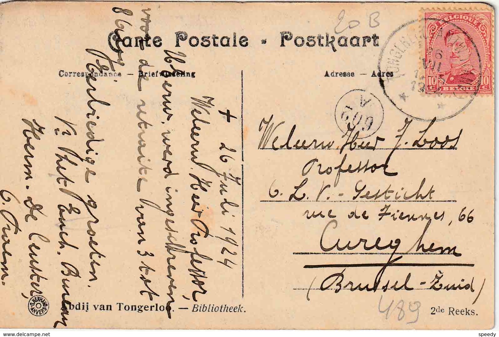 RELAIS : ZK (Tongerlo)  PZ (B)  Relais "TONGERLOO (ANTW.)(ANV.) 26.VII.1924"  (20 B) - Sterstempels