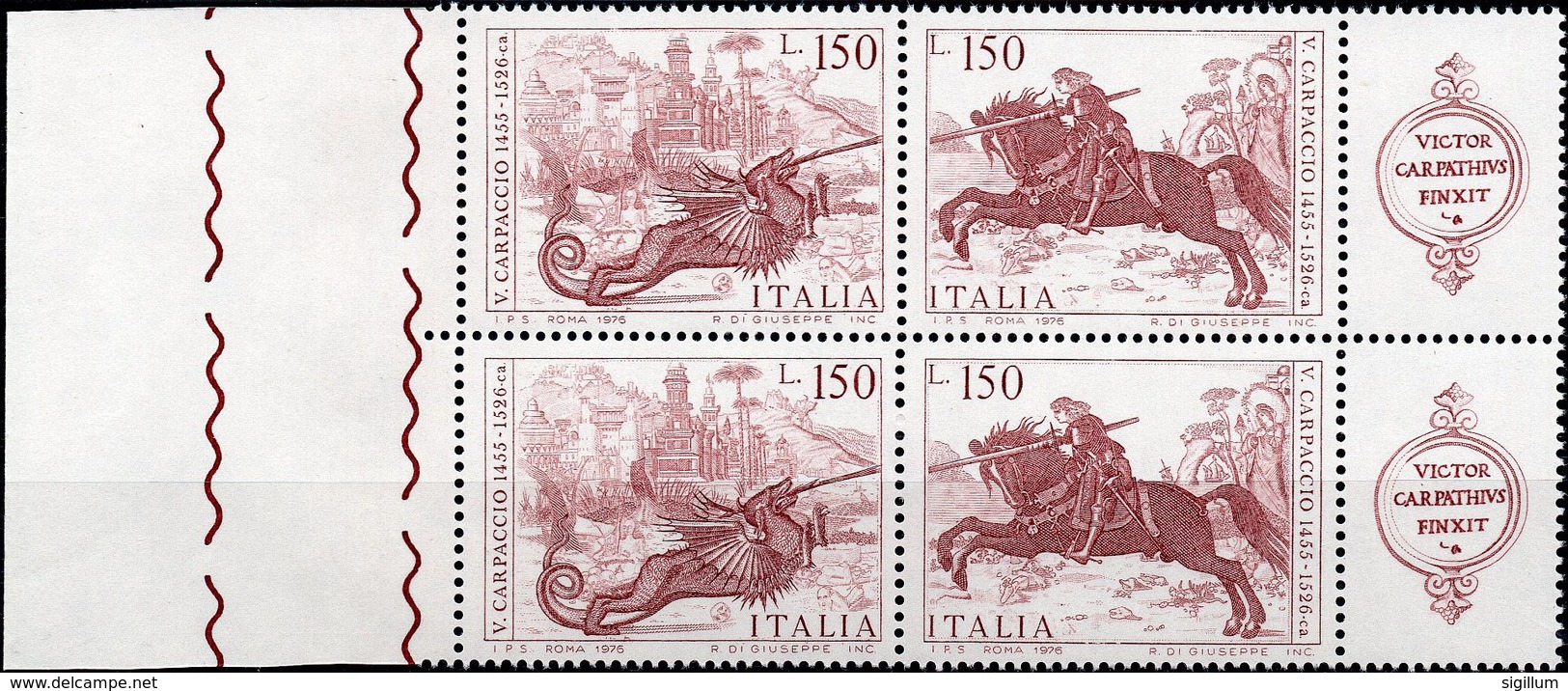 REPUBBLICA 1976 - CARPACCIO, SAN GIORGIO E IL DRAGO - 2 SERIE COMPLETE NUOVE MNH** - 1971-80:  Nuovi