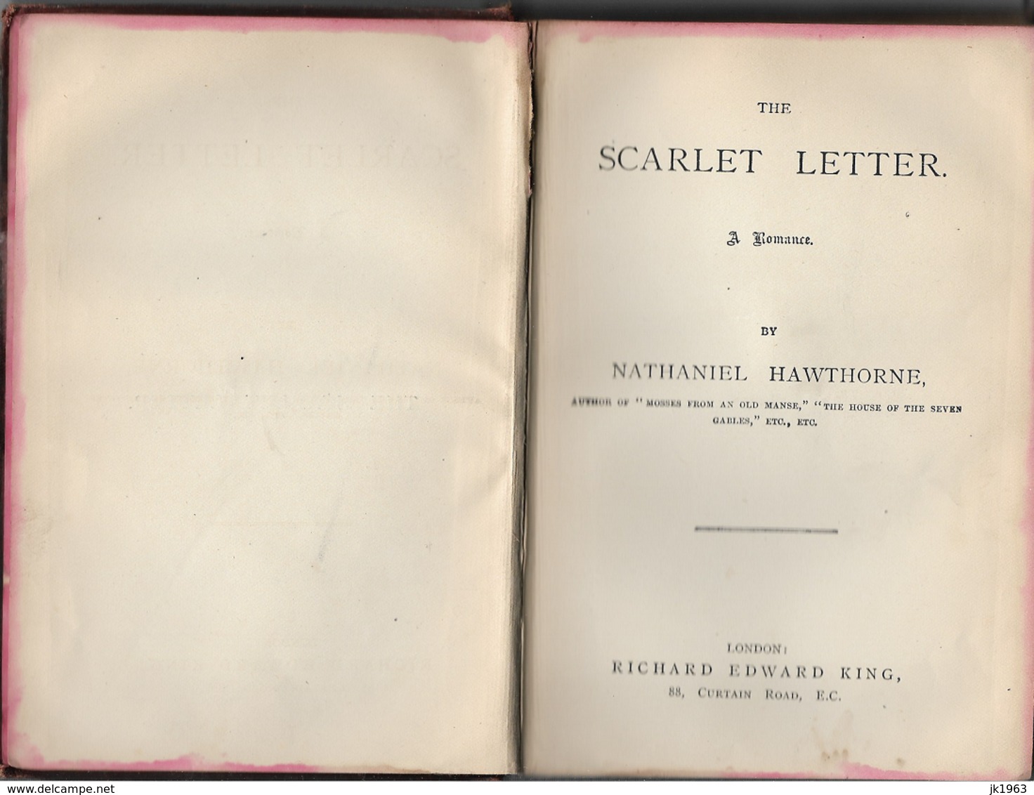 THE SCARLET LETTER, NATHANIEL HAWTHORNE, LONDON, ≈1893 - 1850-1899