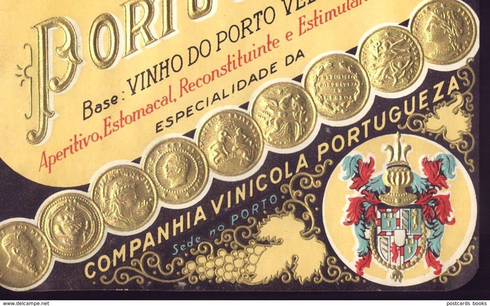 Rotulo QUINADO PORTUGUEZ Companhia Vinicola Portugueza. Autorização Do Marquês De Pombal. Old Wine Label PORTO PORTUGAL - Autres & Non Classés