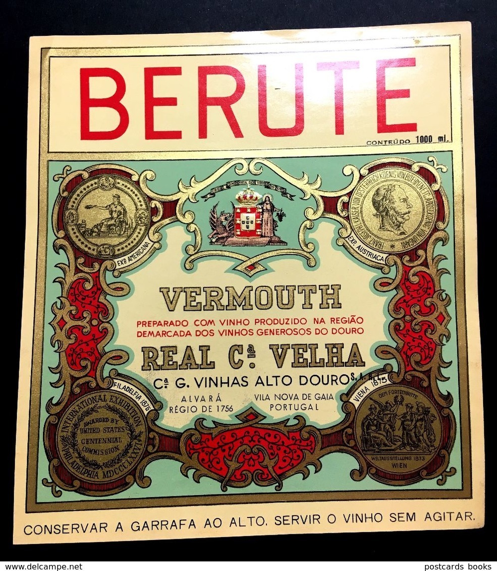 Rotulo BEIRUTE VERMOUTH Real Companhia Velha (Vinhas Do Alto Douro) VILA NOVA DE GAIA Porto. Old Label PORTUGAL - Autres & Non Classés