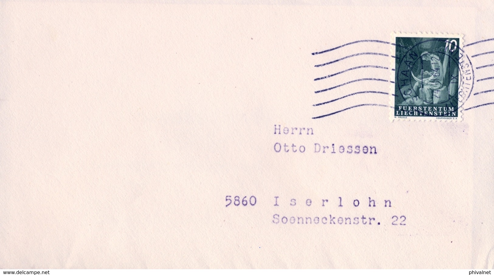 1964 , LIECHTENSTEIN , SOBRE CIRCULADO , SCHAAN - ISERLOHN - Cartas & Documentos