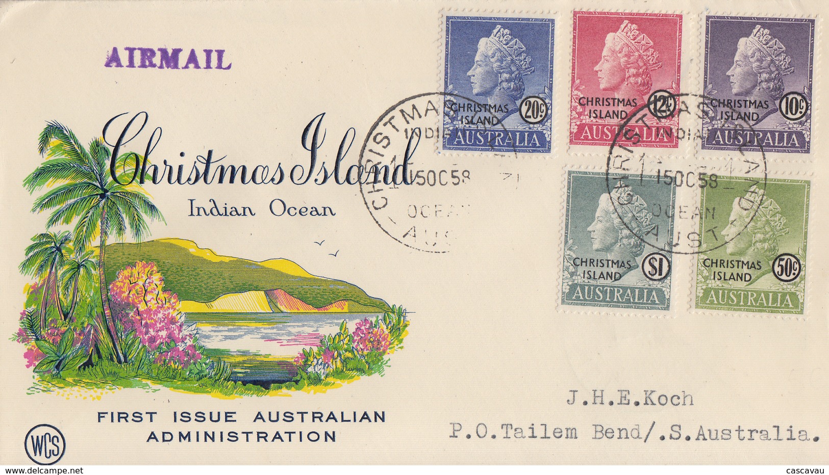 Enveloppe   FDC  1er   Jour   CHRISTMAS   ISLAND   Administration   Australienne   1958 - Christmas Island