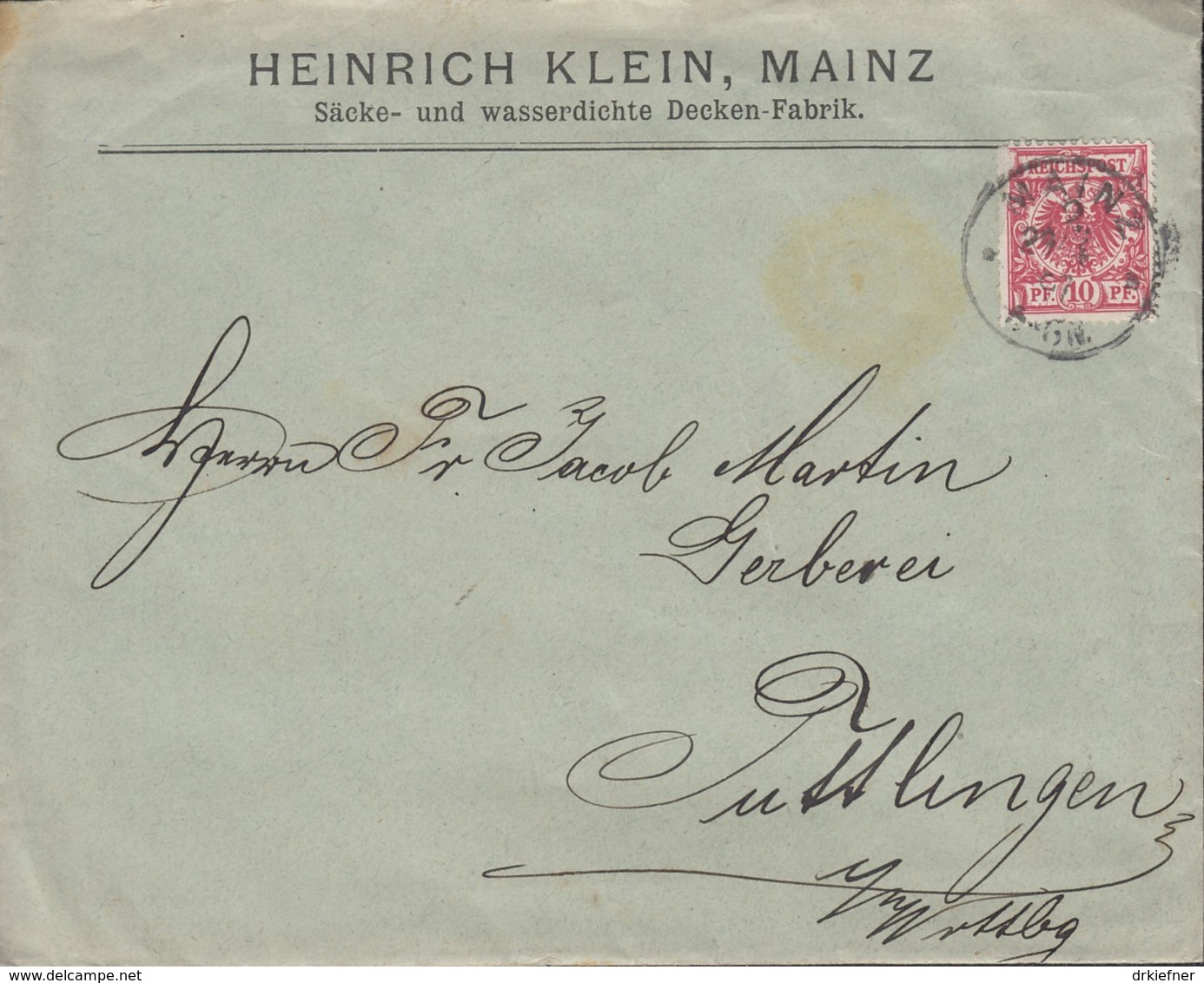 DR 47 D EF Auf Brief Der Fa. Heinrich Klein, Säcke Und Wasserdichte Decken, Mit Stempel: Mainz 2 - 29.4..1897 - Covers & Documents