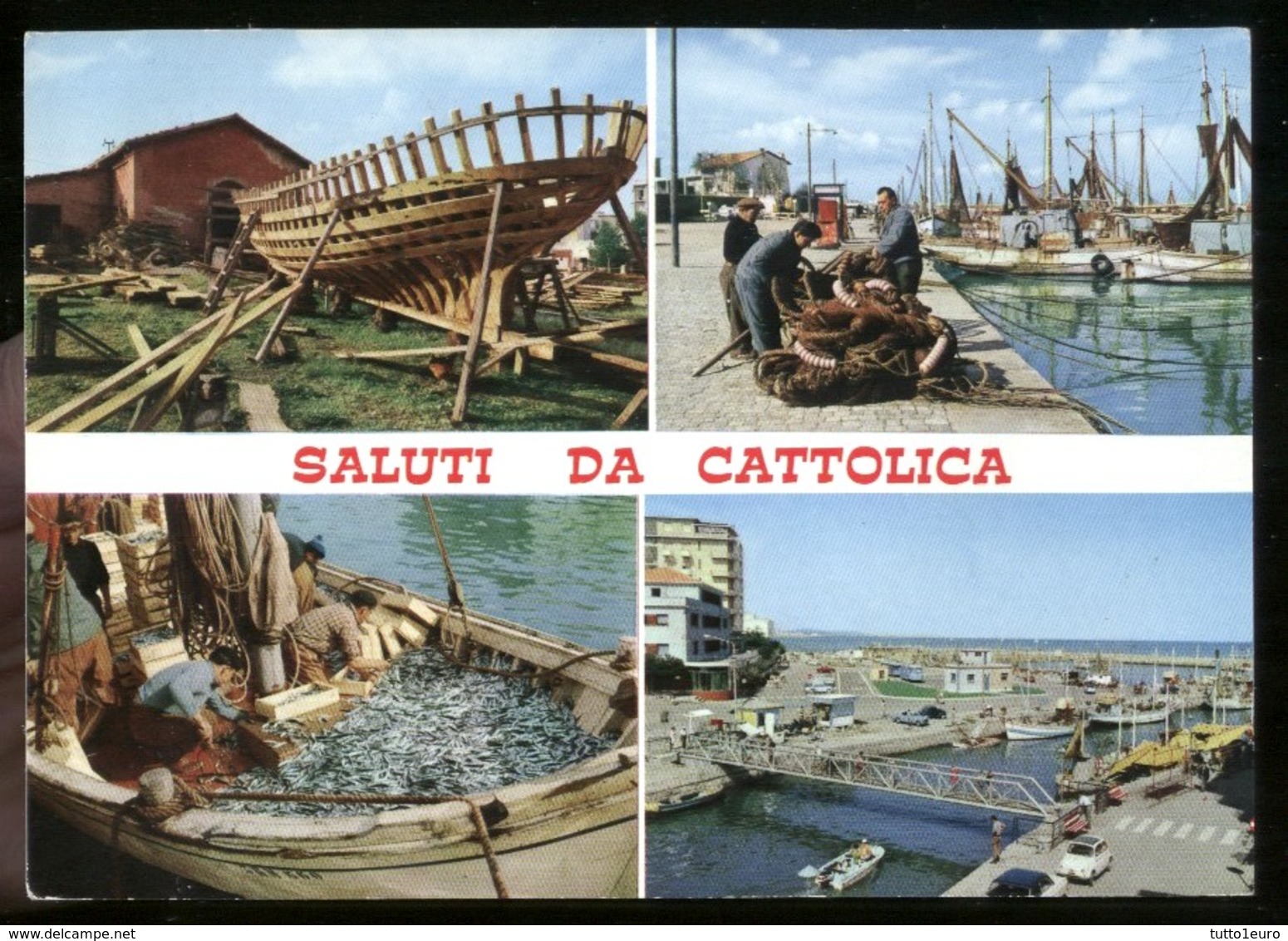 CATTOLICA - RIMINI - 1968 - SALUTI - PESCATORI IN ATTIVITA' - Pesca