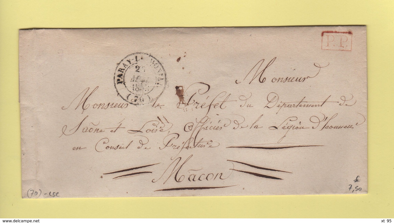 Paray Le Monial - 70 - Saone Et Loire - 27 Mai 1845 - Port Paye - Sans Correspondance - 1801-1848: Précurseurs XIX