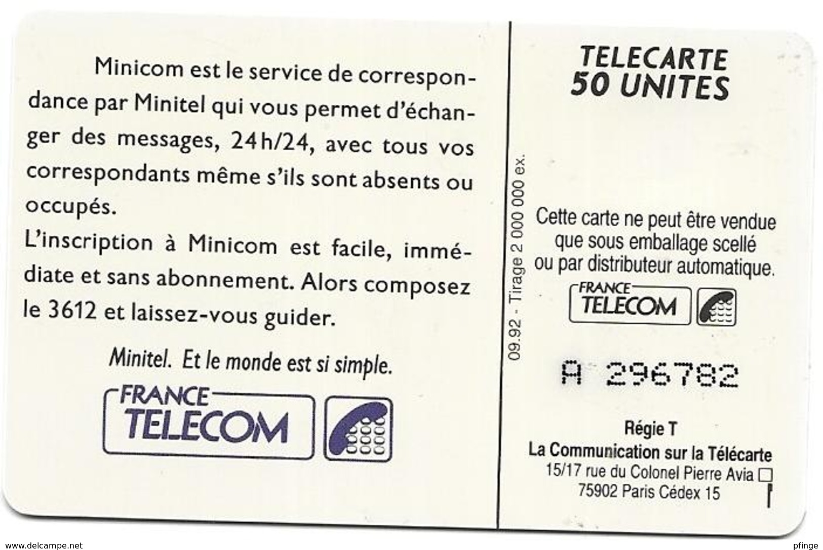 Telecarte 50 - Minicom - Téléphones