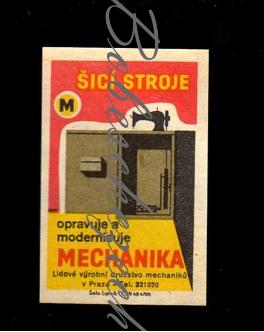 C158 CZECHOSLOVAKIA 1962 Mechanika Praha Production Cooperative Repair - Sewing Machine - Zündholzschachteletiketten