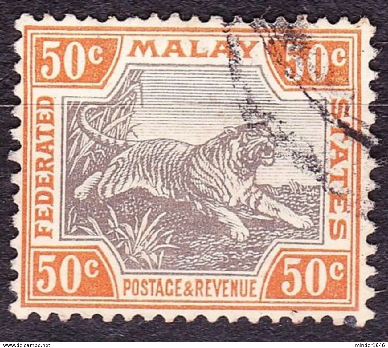 MALAYA 1900 50 Cents Grey & Orange-Brown SG22a Used - Malayan Postal Union