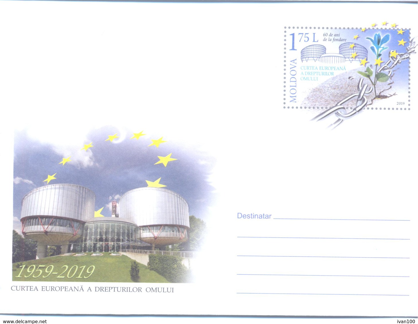 2019. Moldova, 50y Of European Court Of Human Rights, Prep. Envelope, Mint/** - Moldavie