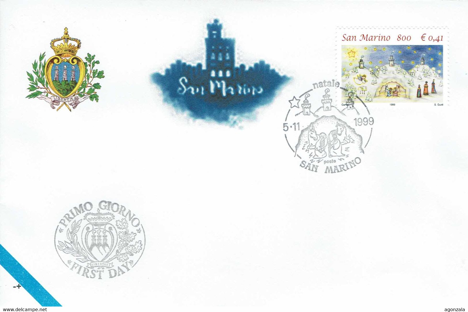 FDC SAN MARINO 1999 NATALE BELEN NACIMIENTO NOËL - Cristianismo