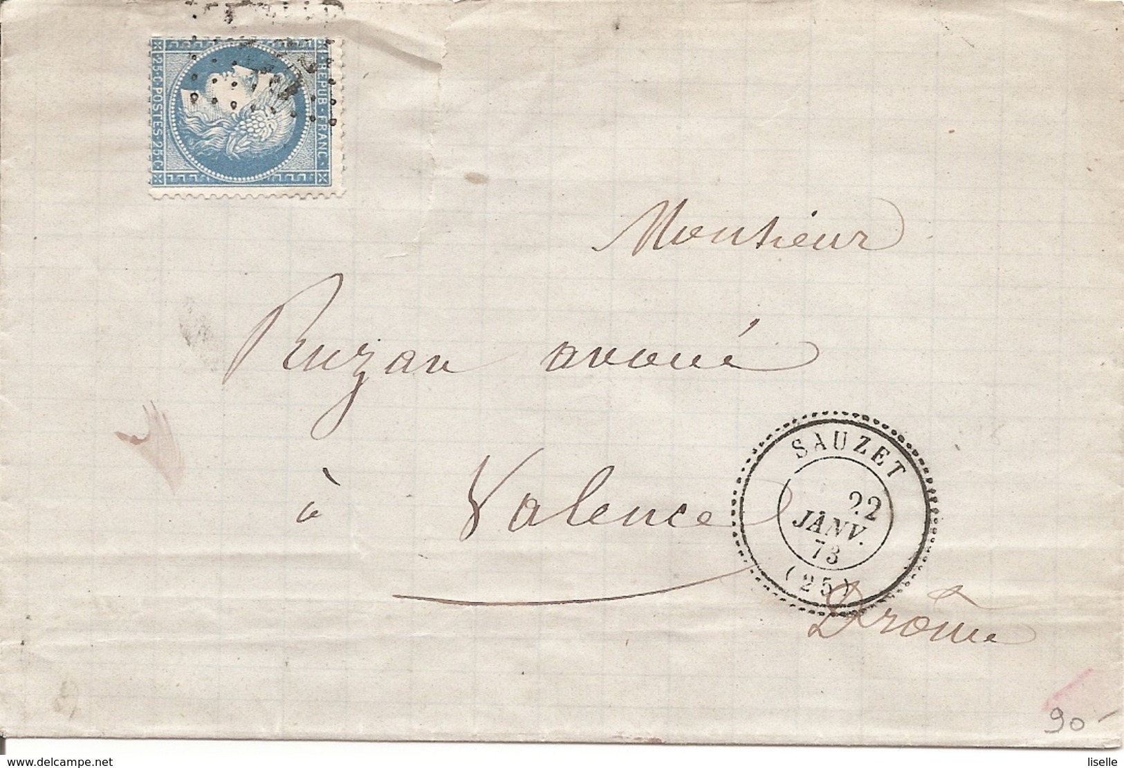 DROME (25) ENV De SAUZET (PERLE) GC 3335 Sur CERES Pour VALENCE - 1849-1876: Klassik