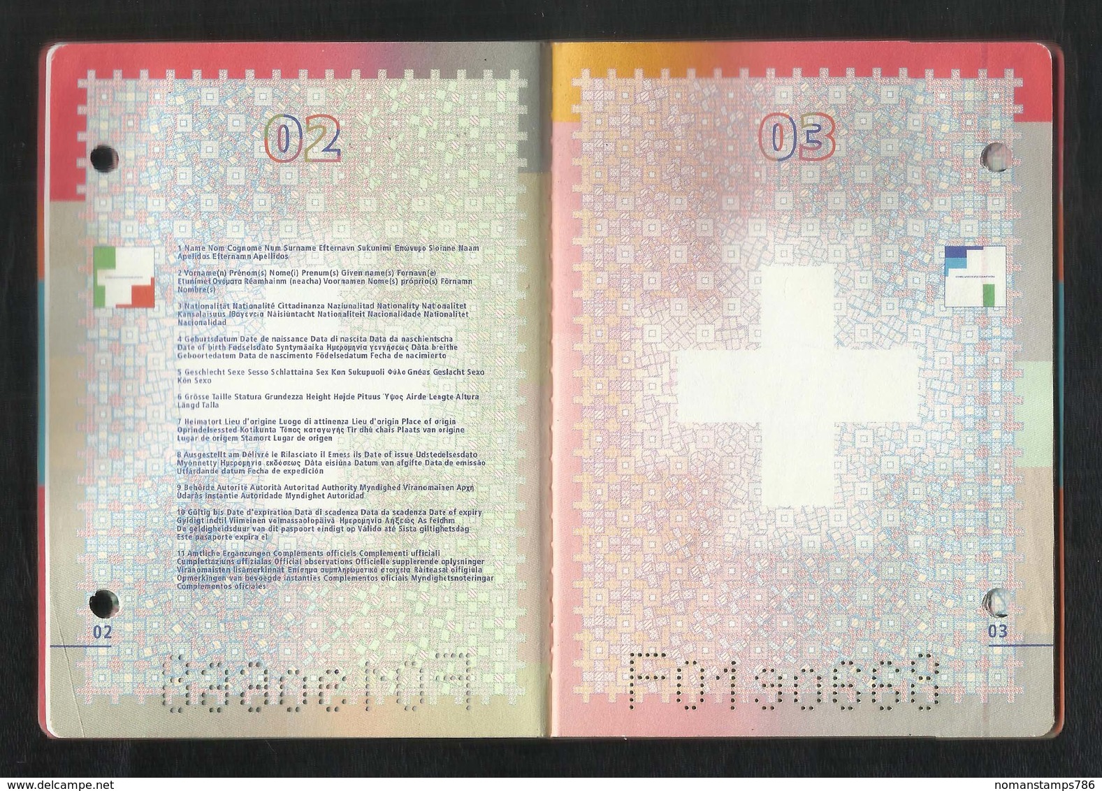 Switzerland HELVETIA Swiss 40 Page Passport With Bahrain UAE Pakistan Visas Postmark On Passport Page - Documents Historiques