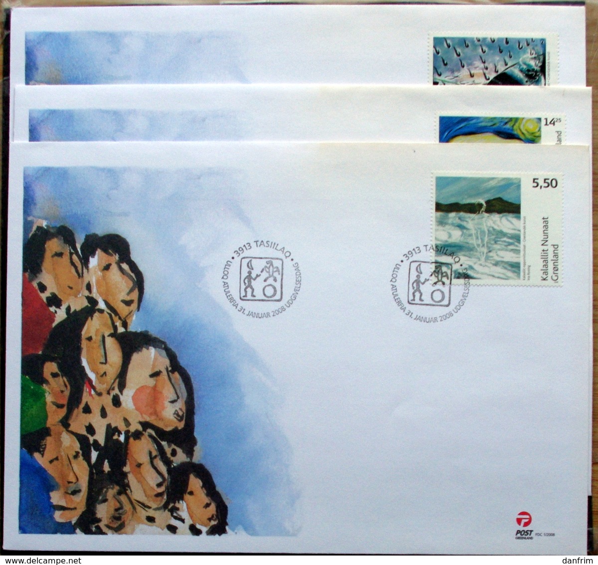 GREENLAND 2008  KUNST   Minr.506-8  + CARDS  FDC    (lot 6627) - FDC